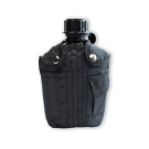 Feldflasche mit schwarzer Hülle