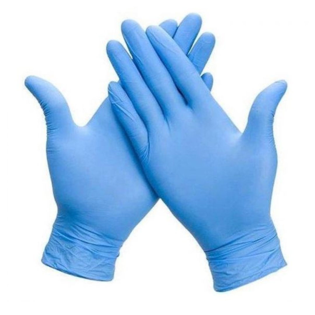 Blaue Einmalhandschuhe